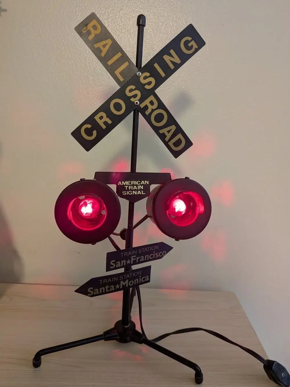 Vintage Train Railroad Crossing Signal Toy Flashing Red Lights Only